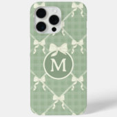  Coquette Bows Gingham Monogram Cream Sage Green Case-Mate iPhoneケース (裏面)