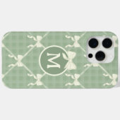 Coquette Bows Gingham Monogram Cream Sage Green Case-Mate iPhoneケース (裏面 (横))