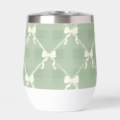 Coquette Bows Gingham Pattern Cream Sage Green (正面)