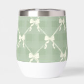 Coquette Bows Gingham Pattern Cream Sage Green (背面)