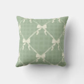 Coquette Bows Gingham Pattern Cream Sage Green  クッション (裏面)