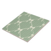 Coquette Bows Gingham Pattern Cream Sage Green  タイル (側面)