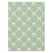 Coquette Bows Gingham Pattern Cream Sage Green テーブルクロス (正面)