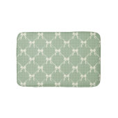 Coquette Bows Gingham Pattern Cream Sage Green  バスマット (正面)