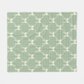Coquette Bows Gingham Pattern Cream Sage Green  フリースブランケット (正面(横))