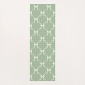 Coquette Bows Gingham Pattern Cream Sage Green  ヨガマット (裏面)