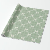 Coquette Bows Gingham Pattern Cream Sage Green  ラッピングペーパー (アンロールド)