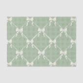 Coquette Bows Gingham Pattern Cream Sage Green  薄葉紙 (正面)