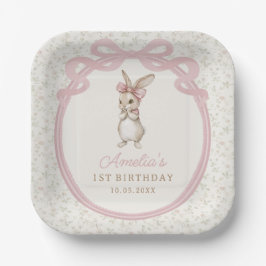 Coquette Bunny Birthday Party Paper Plates ペーパープレート