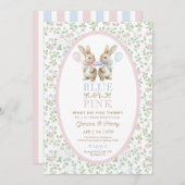 Coquette Bunny Blue or Pink Gender Reveal 招待状 (正面/裏面)