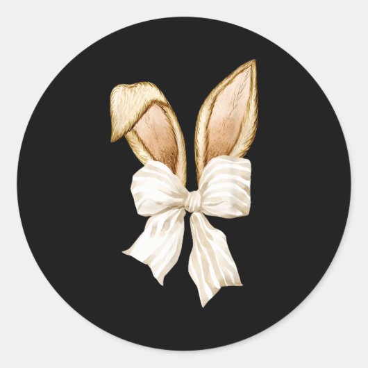 Coquette Bunny Ears Easter Spring Pastel Rabbit Gi ラウンドシール (正面)