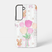 Coquette Bunny Phone Case – White & Floral Samsung Galaxyケース (裏面)