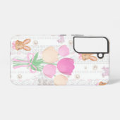 Coquette Bunny Phone Case – White & Floral Samsung Galaxyケース (裏面横)