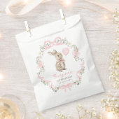 Coquette Bunny Pink Bow Girl Birthday フェイバーバッグ (クリップ留めされた状態)