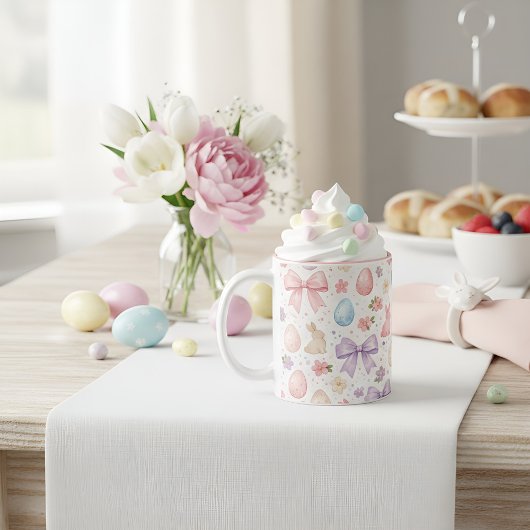 Coquette Bunny & Pink Bows Easter Mug ツートーンマグカップ