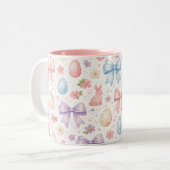 Coquette Bunny & Pink Bows Easter Mug ツートーンマグカップ (正面左)