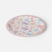 Coquette Bunny & Pink Bows Easter Paper Plates ペーパープレート (アングル)