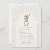 Coquette Bunny Rabbit Girl 1st Birthday Invitation 招待状 (正面)