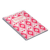 Coquette Cherries with bows on red diamonds custom ノートブック (右側)