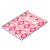 Coquette Cherries with bows on red diamonds custom ノートブック (左側)