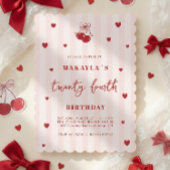 Coquette Cherry 24th Heart Aesthetic Birthday 招待状