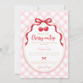 Coquette Cherry Baby Shower Invitation 招待状 (正面)