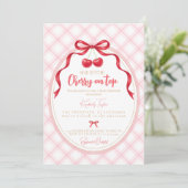 Coquette Cherry Baby Shower Invitation 招待状 (スタンド正面)