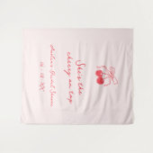Coquette Cherry Bridal Shower Fabric Welcome タペストリー (正面(横))