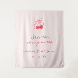Coquette Cherry Bridal Shower Fabric Welcome タペストリー