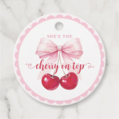 Coquette Cherry on Top Baby Shower フェイバータグ (正面)
