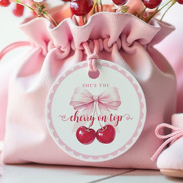 Coquette Cherry on Top Baby Shower フェイバータグ