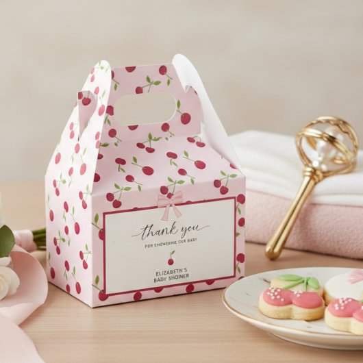 Coquette Cherry On Top Baby Shower Pink Thank you フェイバーボックス