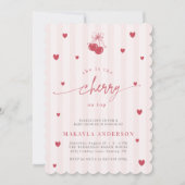 Coquette Cherry on Top Bow Baby Girl Shower 招待状 (正面)