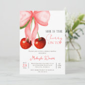 Coquette Cherry on Top Bridal Shower 招待状 (スタンド正面)
