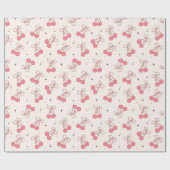 Coquette Cherry Pink Bow Girly Wrapping Paper Roll ラッピングペーパー (フラット)