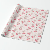 Coquette Cherry Pink Bow Girly Wrapping Paper Roll ラッピングペーパー (アンロールド)