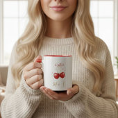 Coquette Cherry Pink Bow Mug Personalized Initials マグカップ