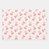 Coquette Cherry Pink Bow Wrapping Paper Sheet Set ラッピングペーパーシート (正面)