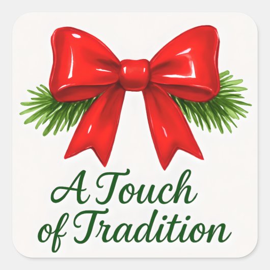 Coquette Christmas Bow — Messy Girl Magic ✨ スクエアシール (正面)