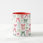 Coquette Christmas Bows Mug – Vintage Red & Green マグカップ (中央)