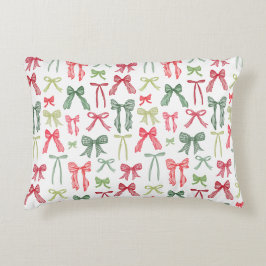 Coquette Christmas Bows Pillow Sleeve Red Green アクセントクッション