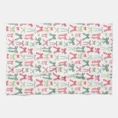 Coquette Christmas Bows Red Green Kitchen Towels キッチンタオル (横)