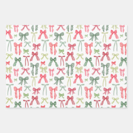 Coquette Christmas Bows Wrapping Paper Red & Green ラッピングペーパーシート
