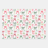 Coquette Christmas Bows Wrapping Paper Red & Green ラッピングペーパーシート (正面)