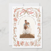 Coquette Christmas Family Photo Gold Doodle シーズンカード (正面)