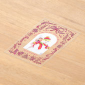 Coquette Christmas Family Photo Red Pink Doodle アクリル招待状 (レイダウン)