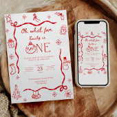 Coquette Christmas First Birthday Invitation 招待状