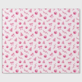 Coquette Christmas Pink Ornaments and Bows ラッピングペーパー (フラット)