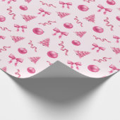 Coquette Christmas Pink Ornaments and Bows ラッピングペーパー (角)