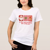 Coquette Christmas Santa Candy Canes Gingerbread トライブレンドＴシャツ (正面)
